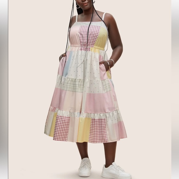 Bloomchic Colorblock Contrast Elastic Waist Cami Dress - Picture 1 of 7